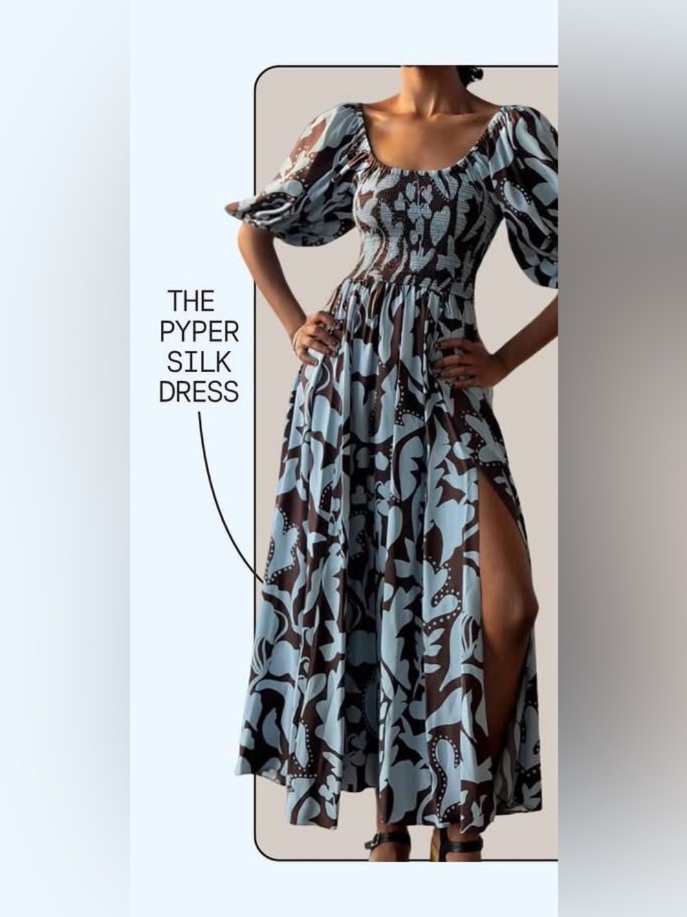 La Ligne Blue & Brown Pyper Silk Maxi Dress